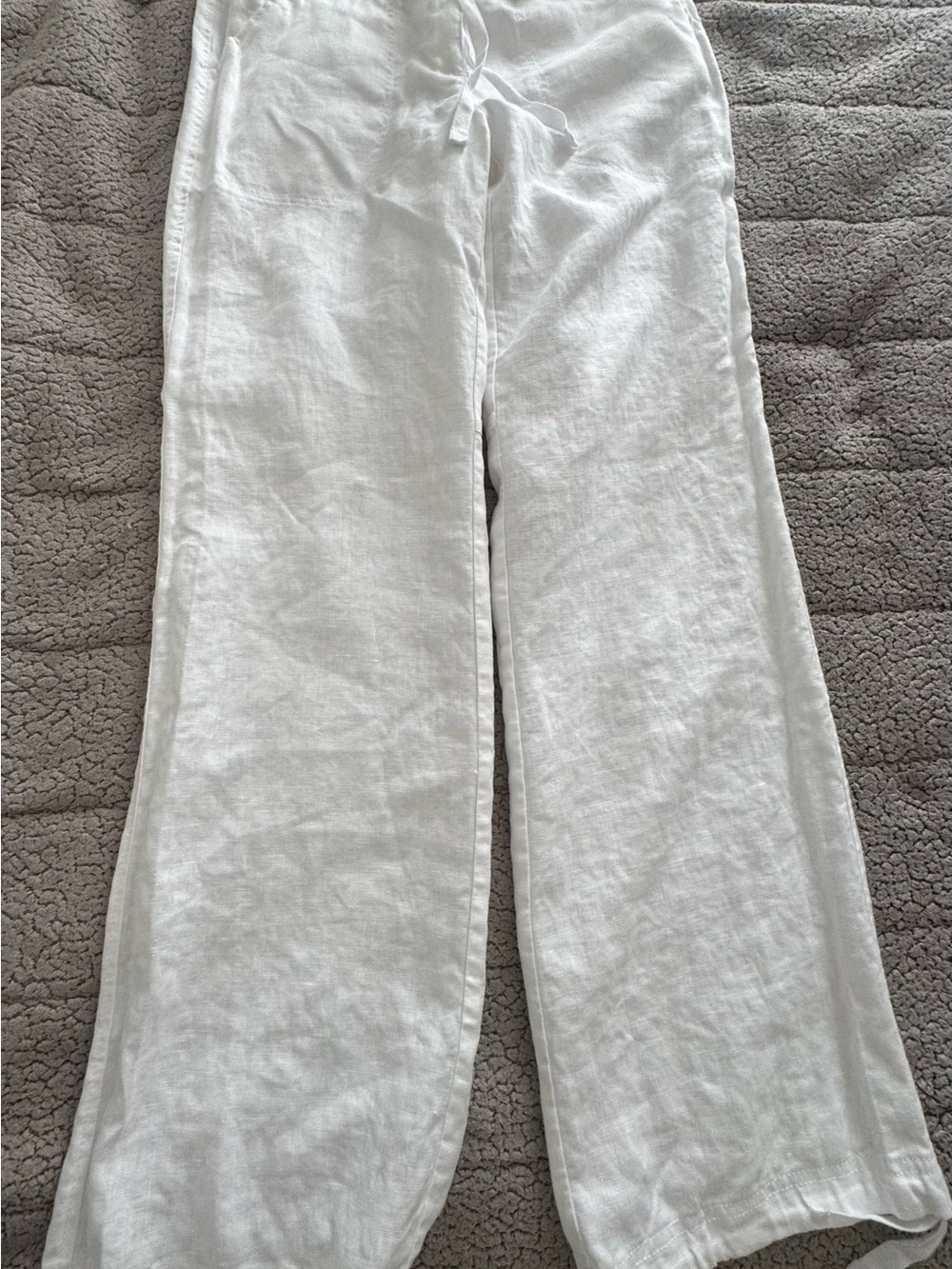 RW&CO. White Wide-Leg 100% Linen Drawstring Pants - Size 6